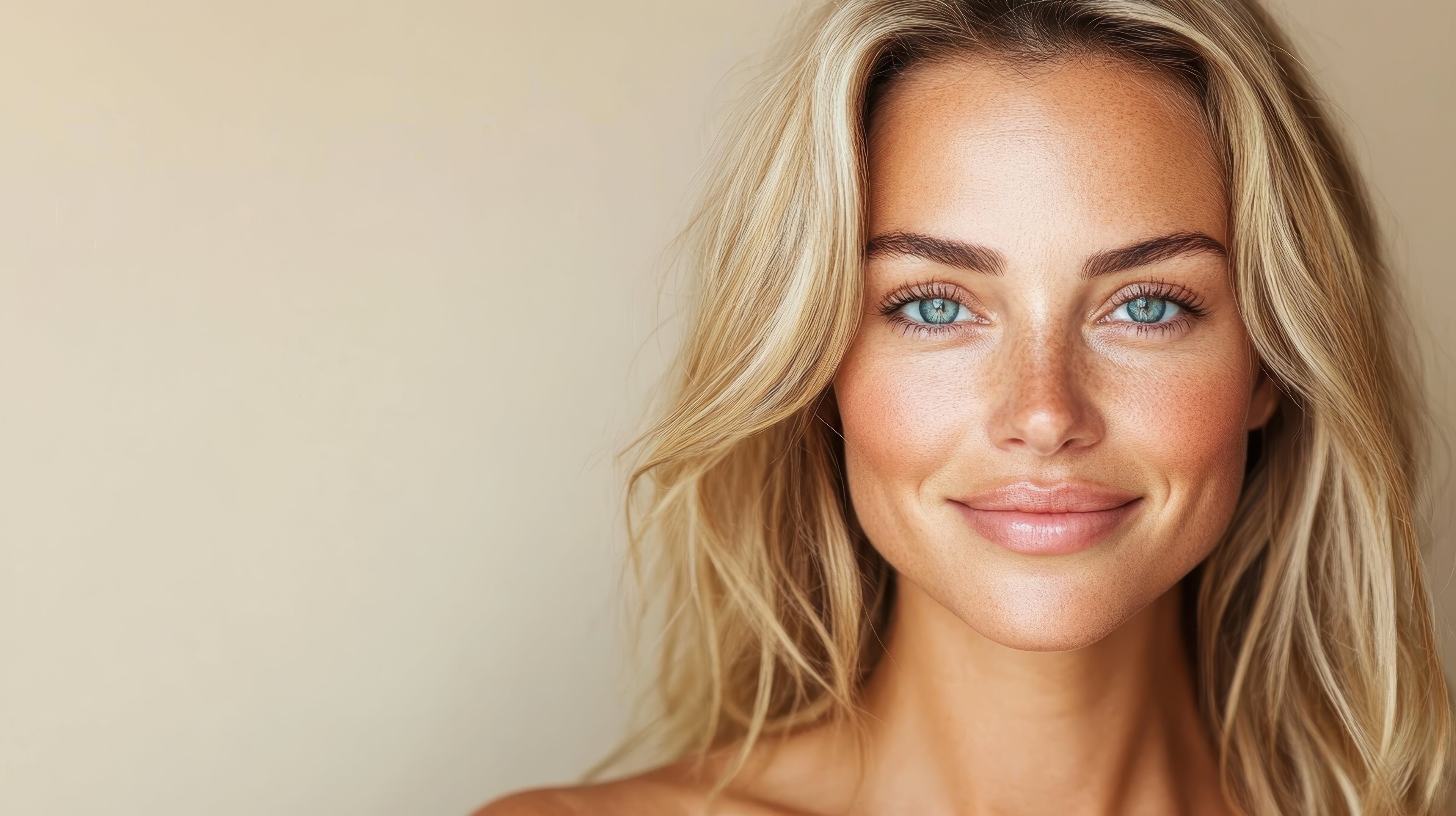 Eine Frau Nahaufnahme von ihrem Gesicht