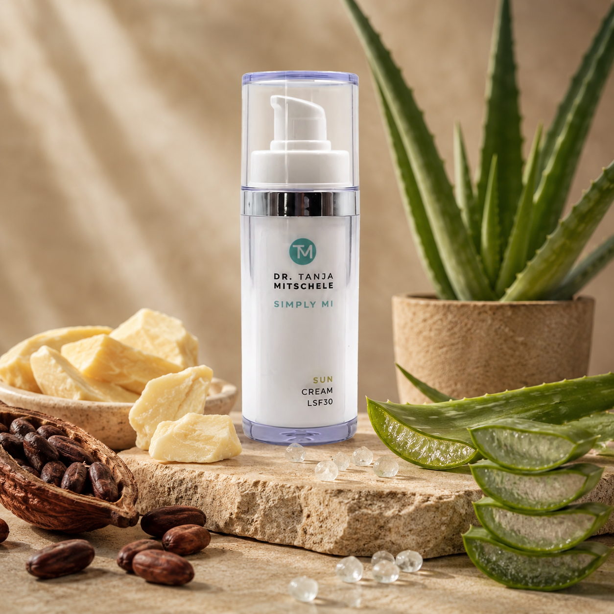 Simply Mi UV Zone Sun Cream LSF30
mit Kakaobutter Aloe Vera Panthenol
und Lactobacillus Ferment Wirkstoffen